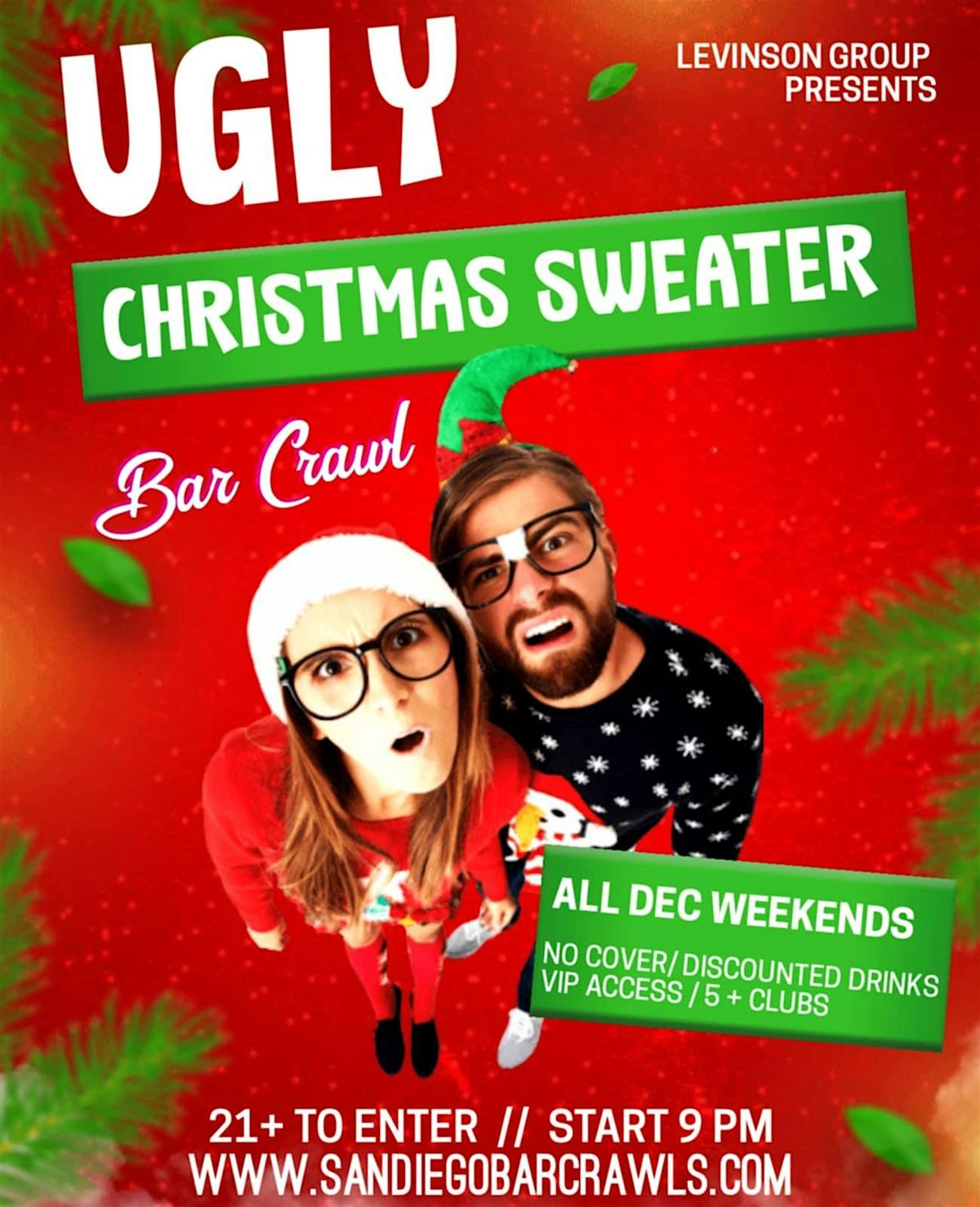 Downtown San Diego Ugly Christmas Sweater Bar Hop