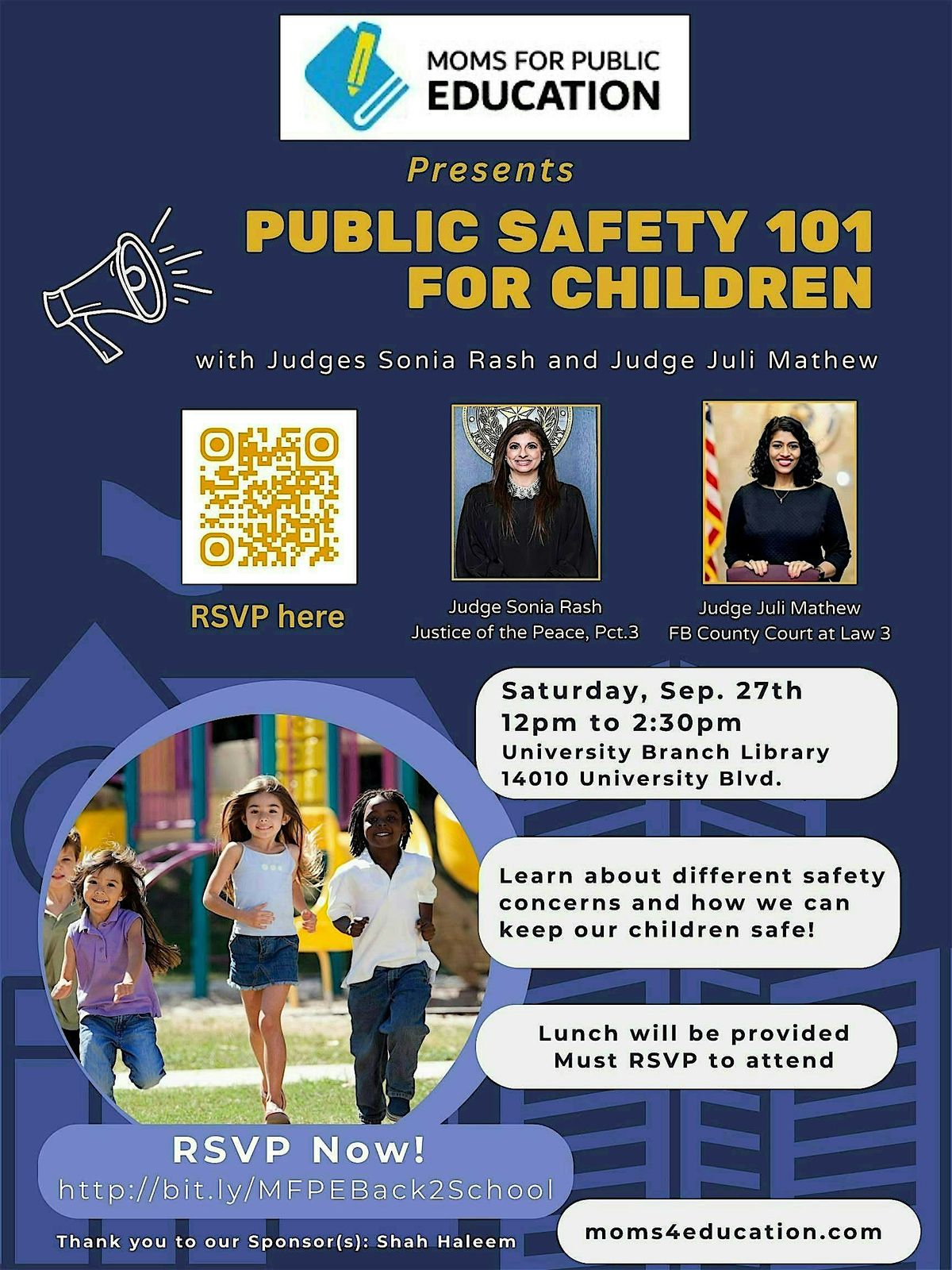 Back to School Safety Town Hall - Saturday, September 27th from 12pm-2:30pm