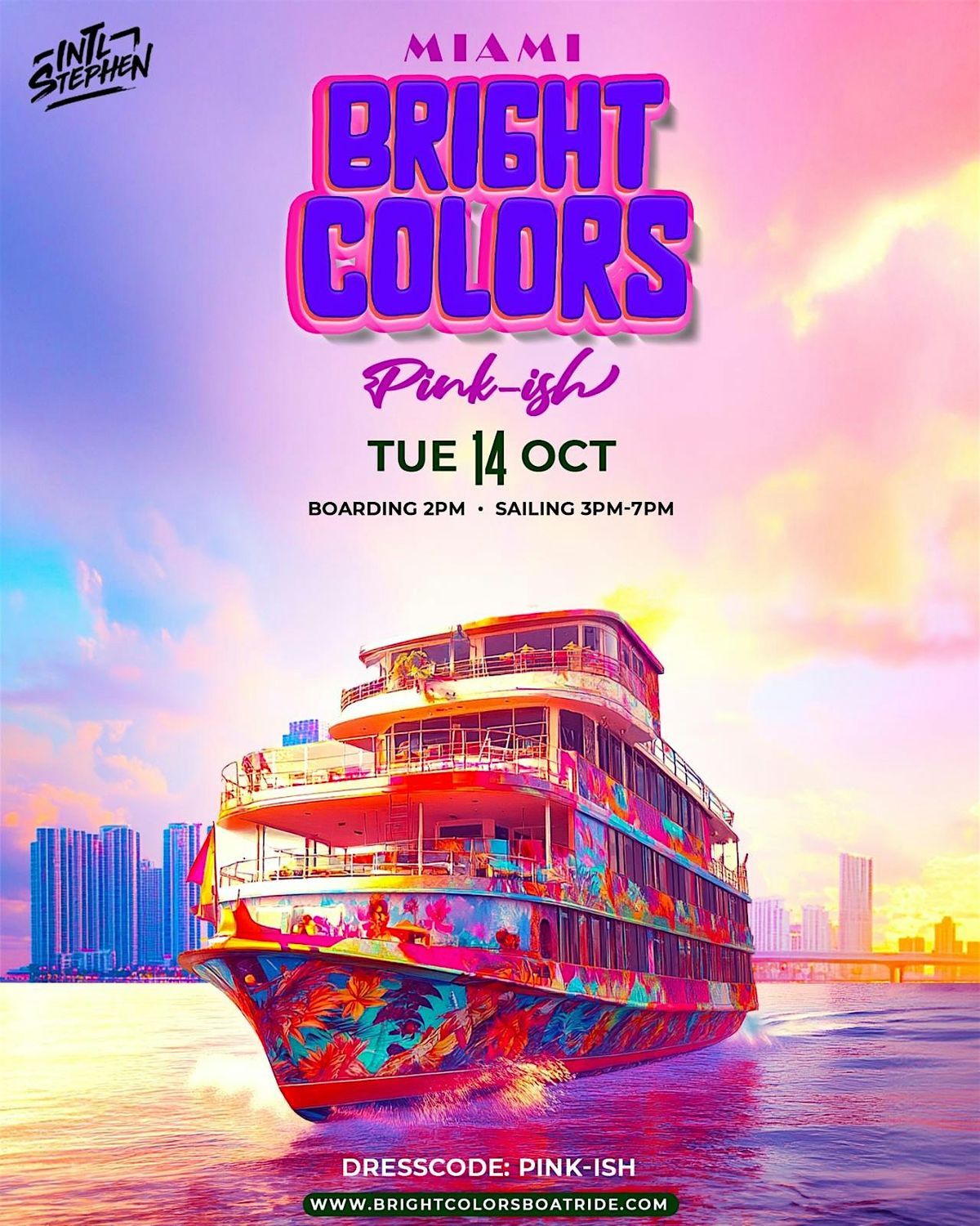 Bright Colors Boatride (Miami) "PINK-ISH"