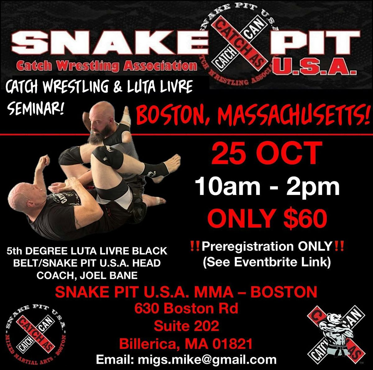 BOSTON CATCH WRESTLING & LUTA LIVRE SEMINAR!