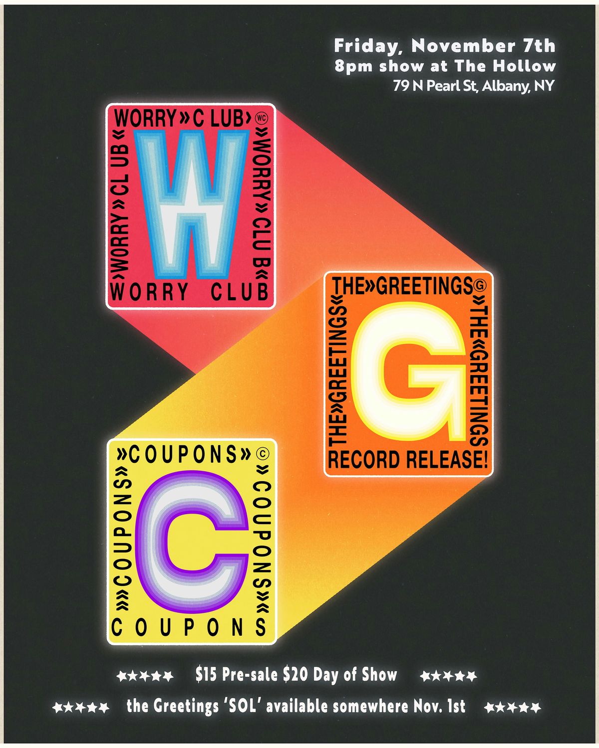 The Greetings Album Release with Worry Club and Coupons at The Hollow