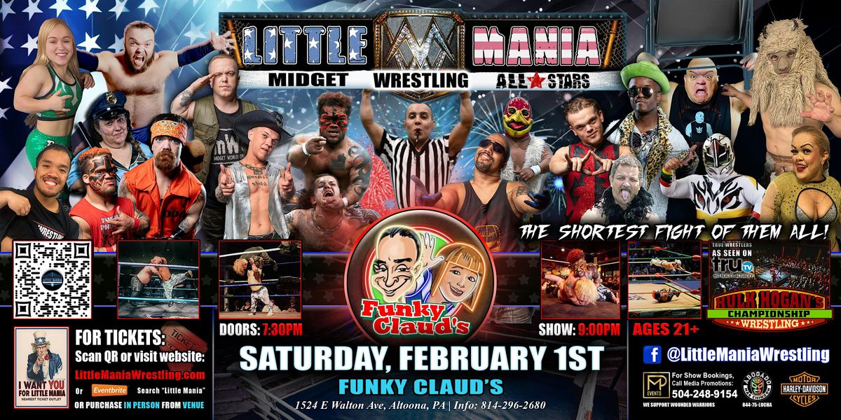 Altoona, PA - Little Mania Midget Wrestling @Funky Claud's