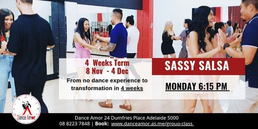 Sassy Salsa Beginners Dance Class Adelaide - Monday 6:15 PM