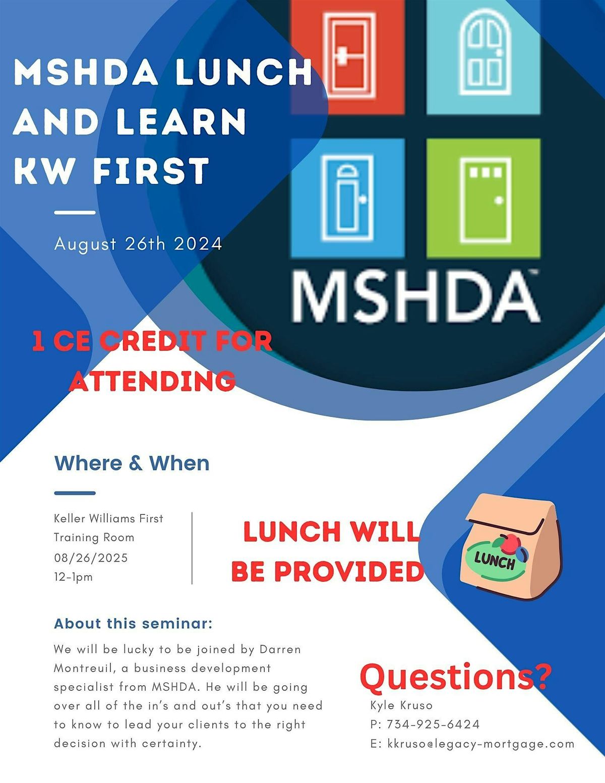 MSHDA Lunch & Learn at KW First \u2013 1 CE Credit!