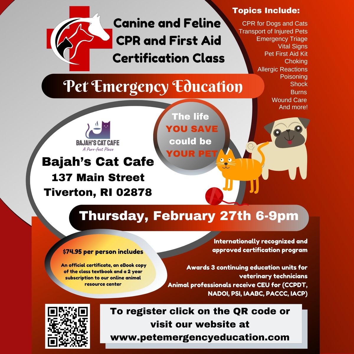 Canine & Feline CPR and First Aid Certification Class