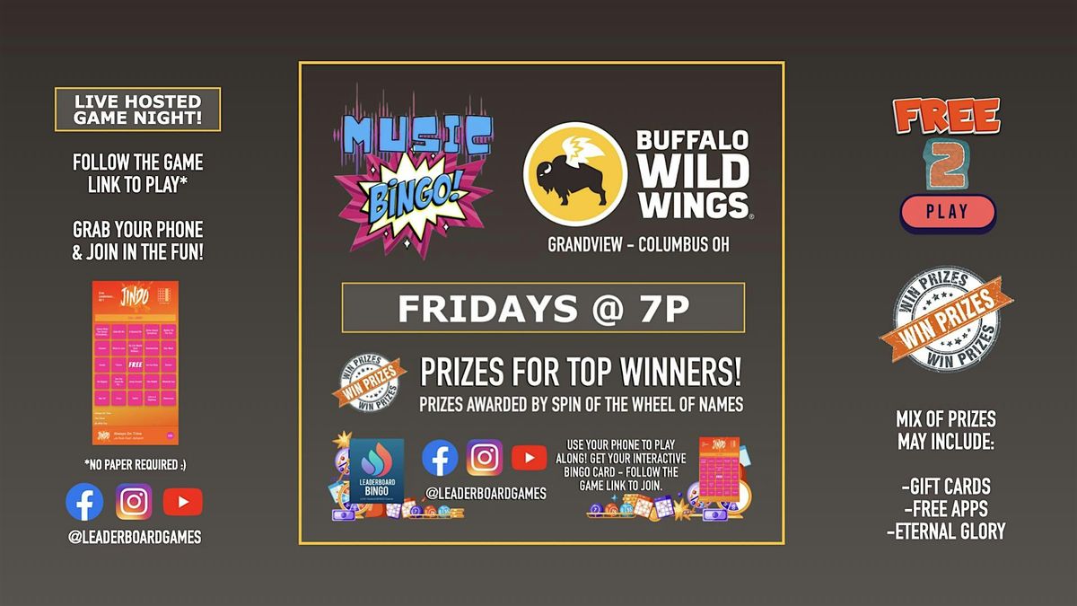 Music BINGO  | Buffalo Wild Wings - Grandview Columbus OH - FRI 7p