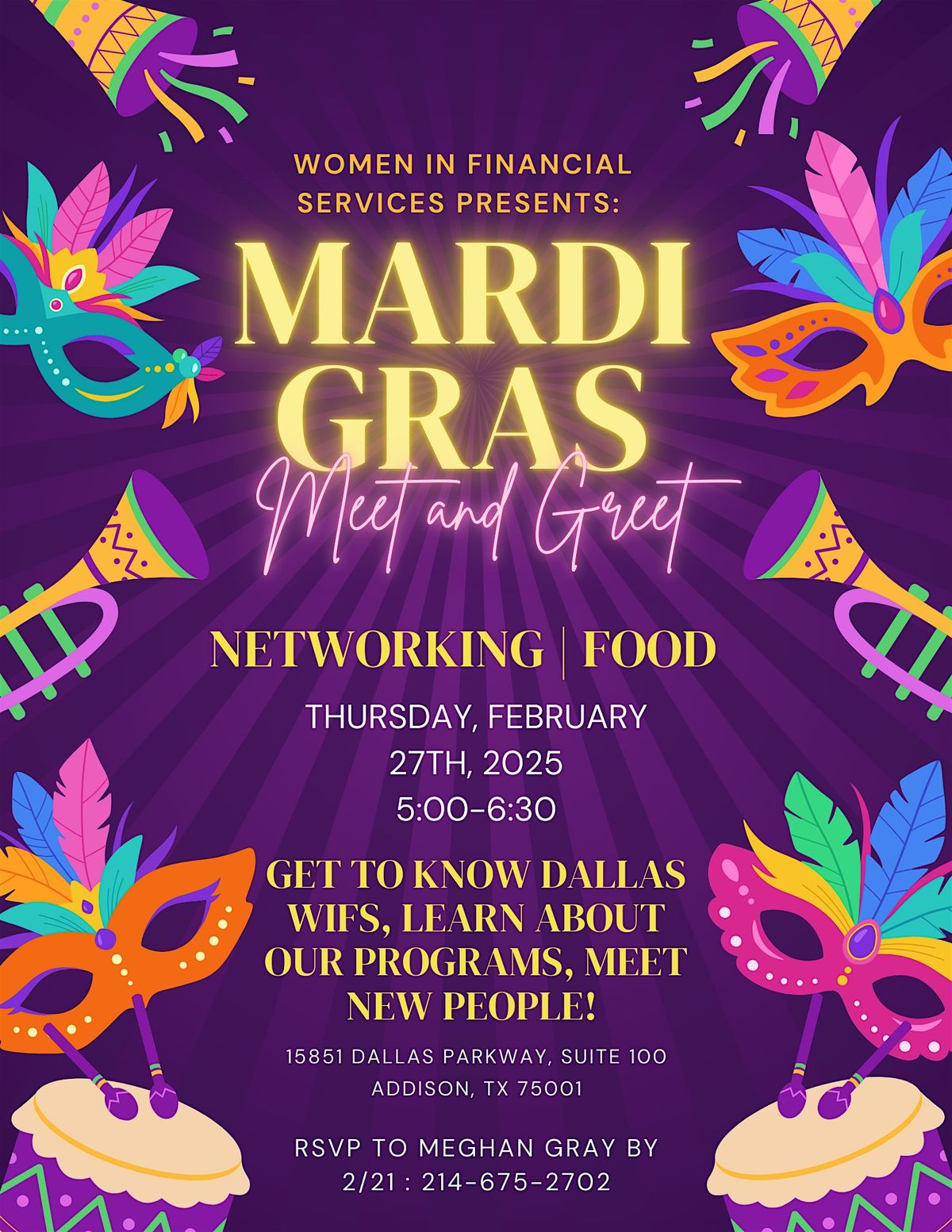 Women in Financial Services Mardi Gras Meet & Greet| Networking| Food