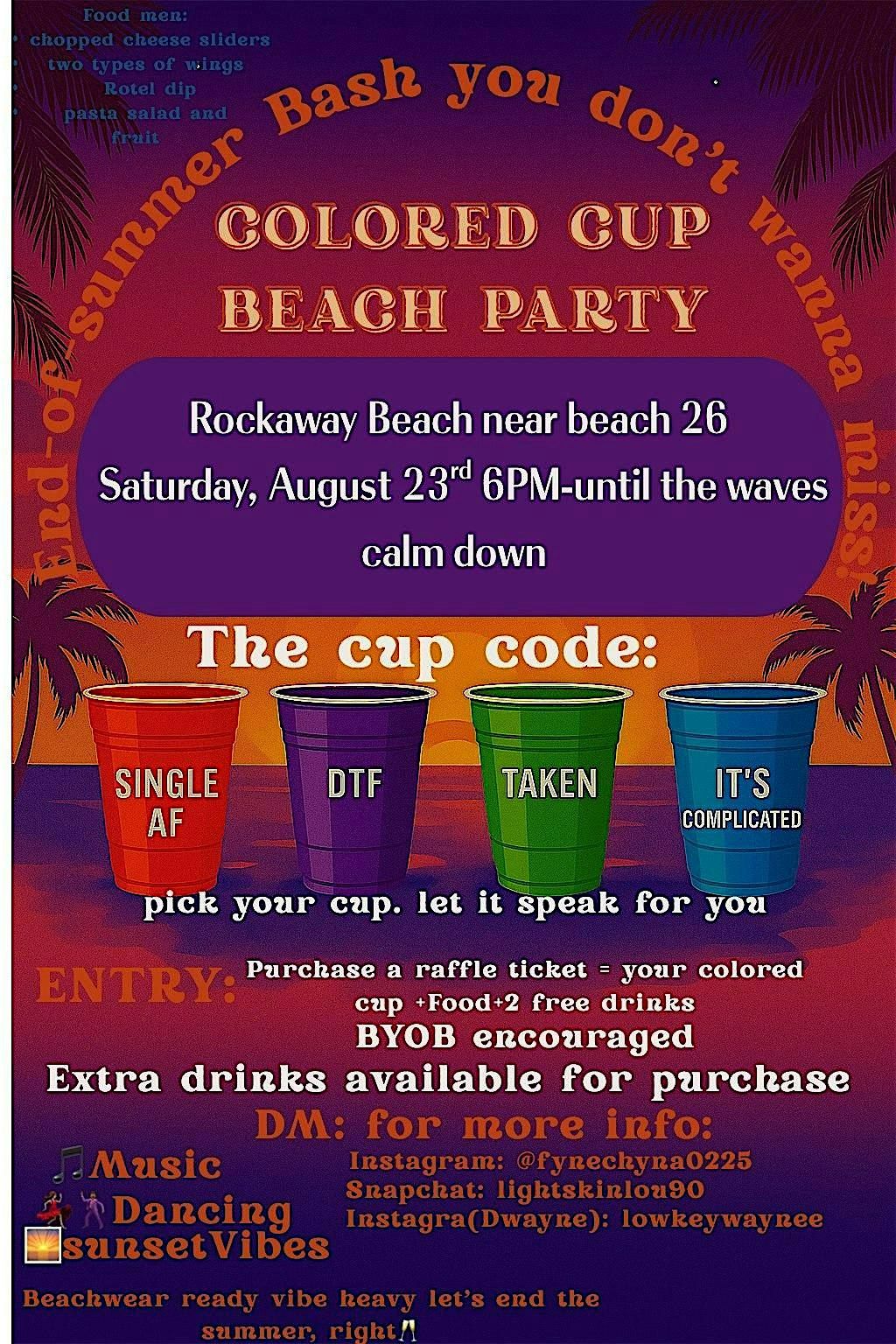 Colored Cup beach Party