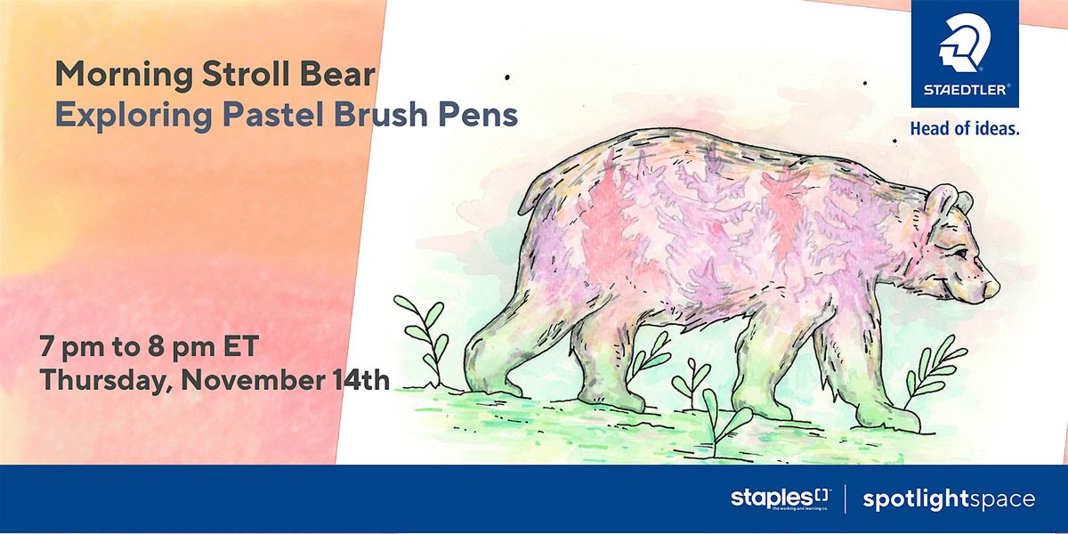 Morning Stroll Bear Exploring Pastel Brush Pens at Staples Kelowna 126