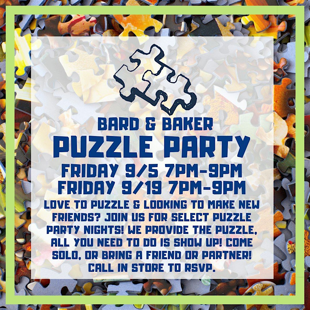 Puzzle Party: The Missing Will M**der Mystery Jigsaw Party at Bard & Baker