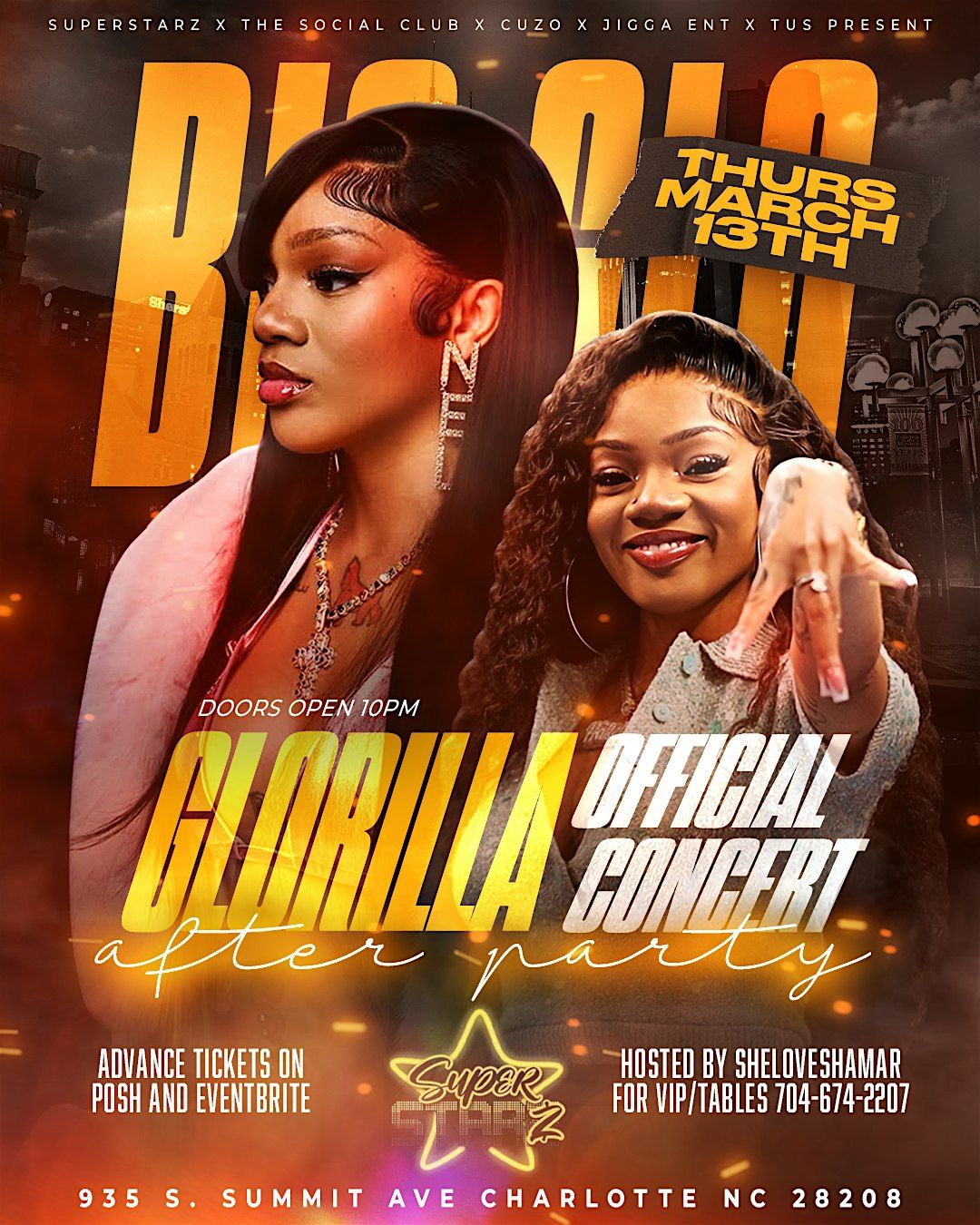 BIG GLO OFFICIAL CONCERT AFTERPARTY  3\/13 TEXT 704-674-2207 NOW FOR TABLES