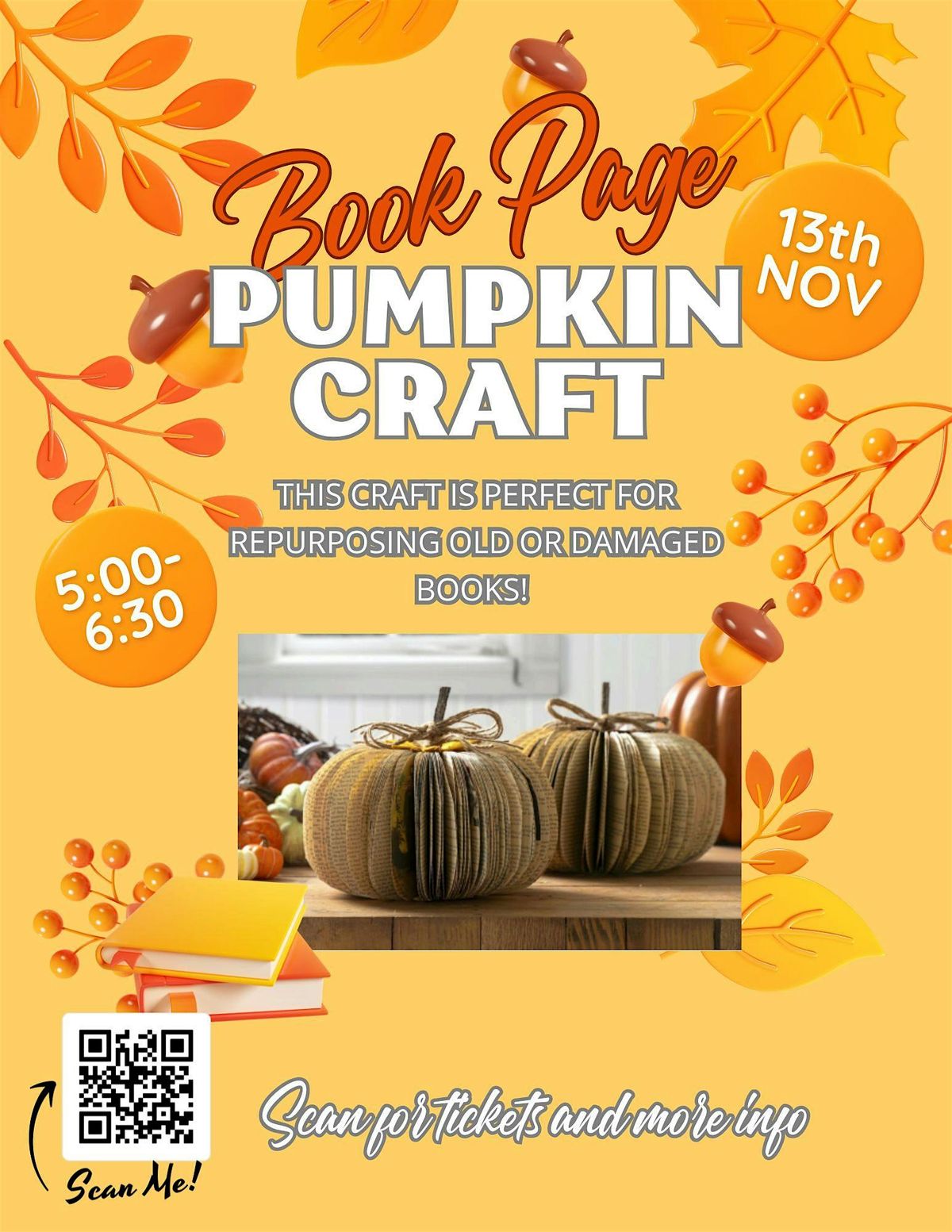 Book Page Pumpkin Craft