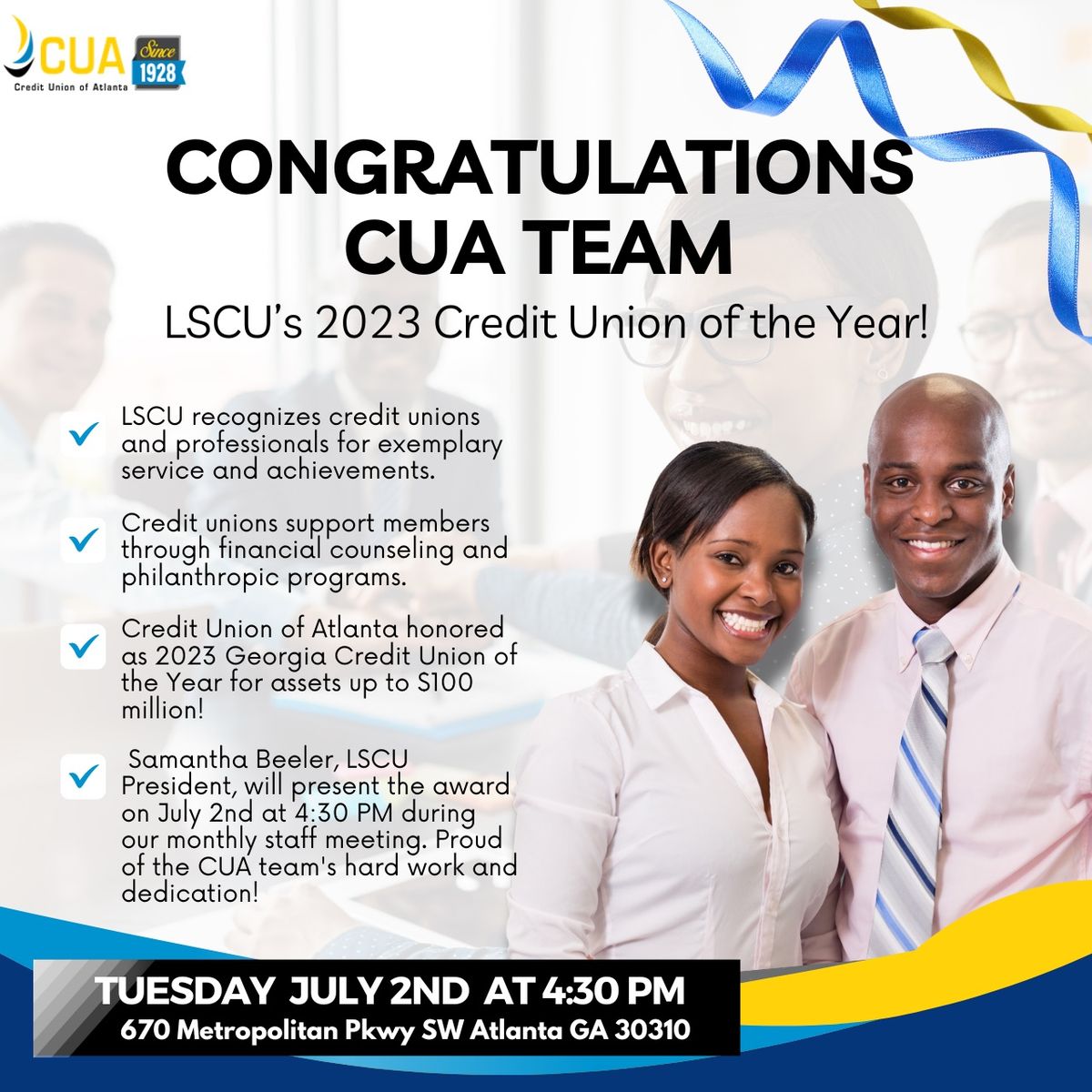 Credit Union Of Atlanta - Credit Union Of the Year