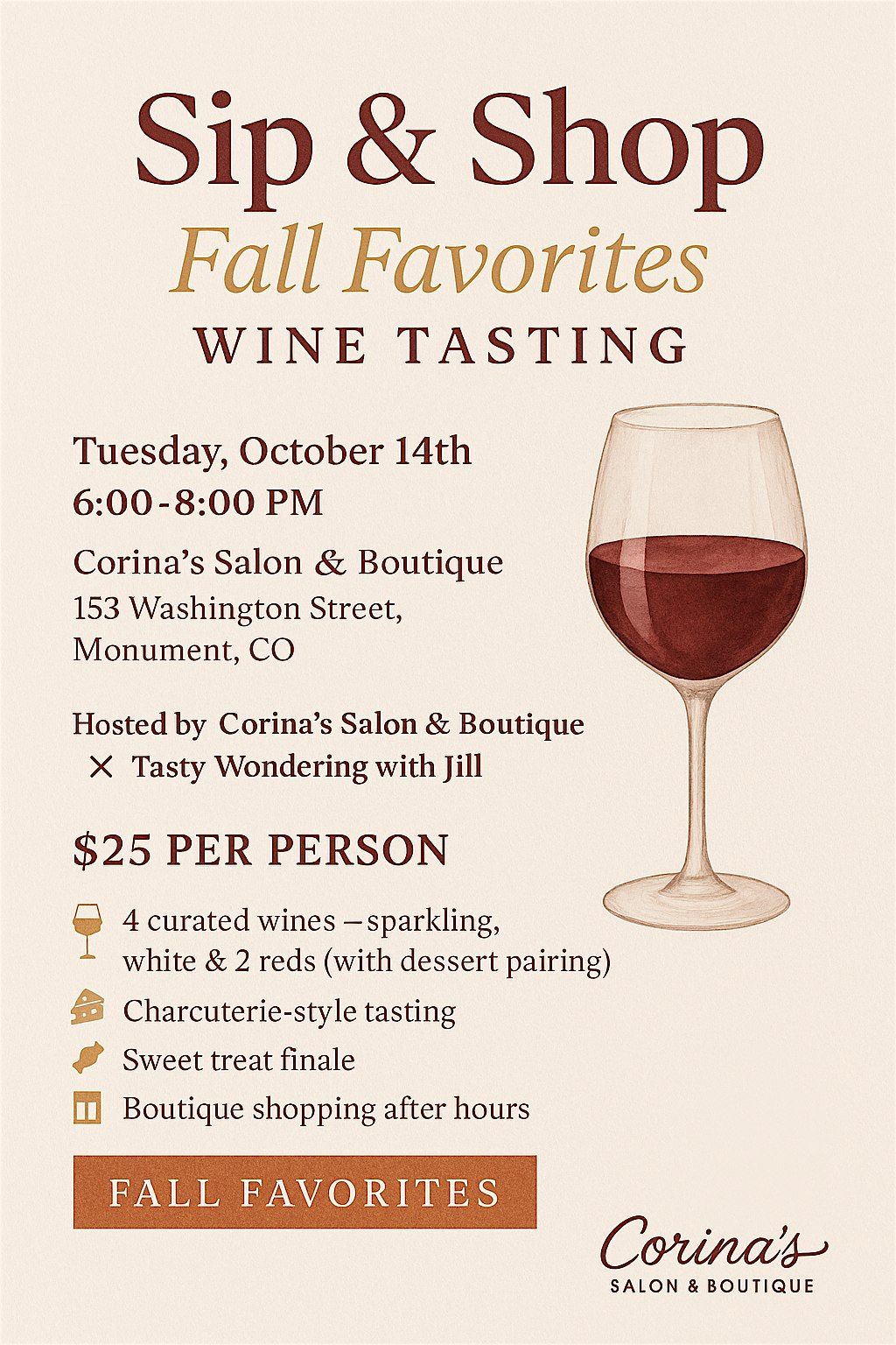 Sip & Shop: Fall Favorites Wine Tasting