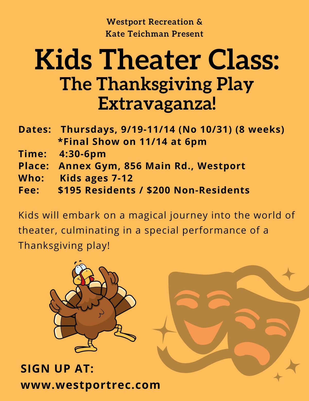 Kids Theater Class: The Thanksgiving Play Extravaganza! (ages 7-12)