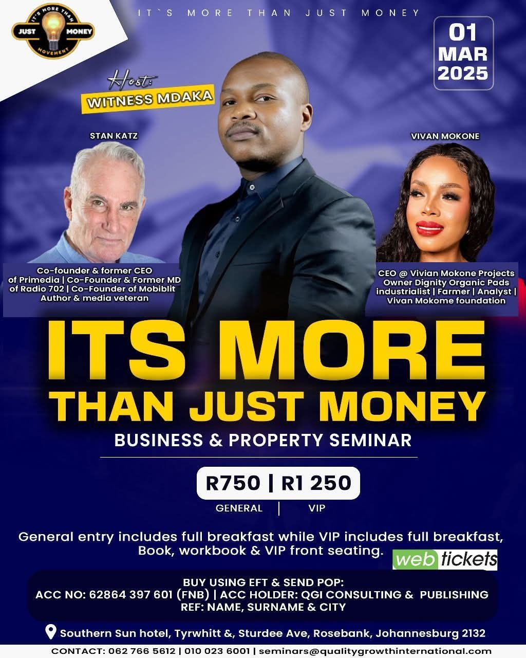 It's More Than Just Money Business and Property Seminar - Johannesburg 