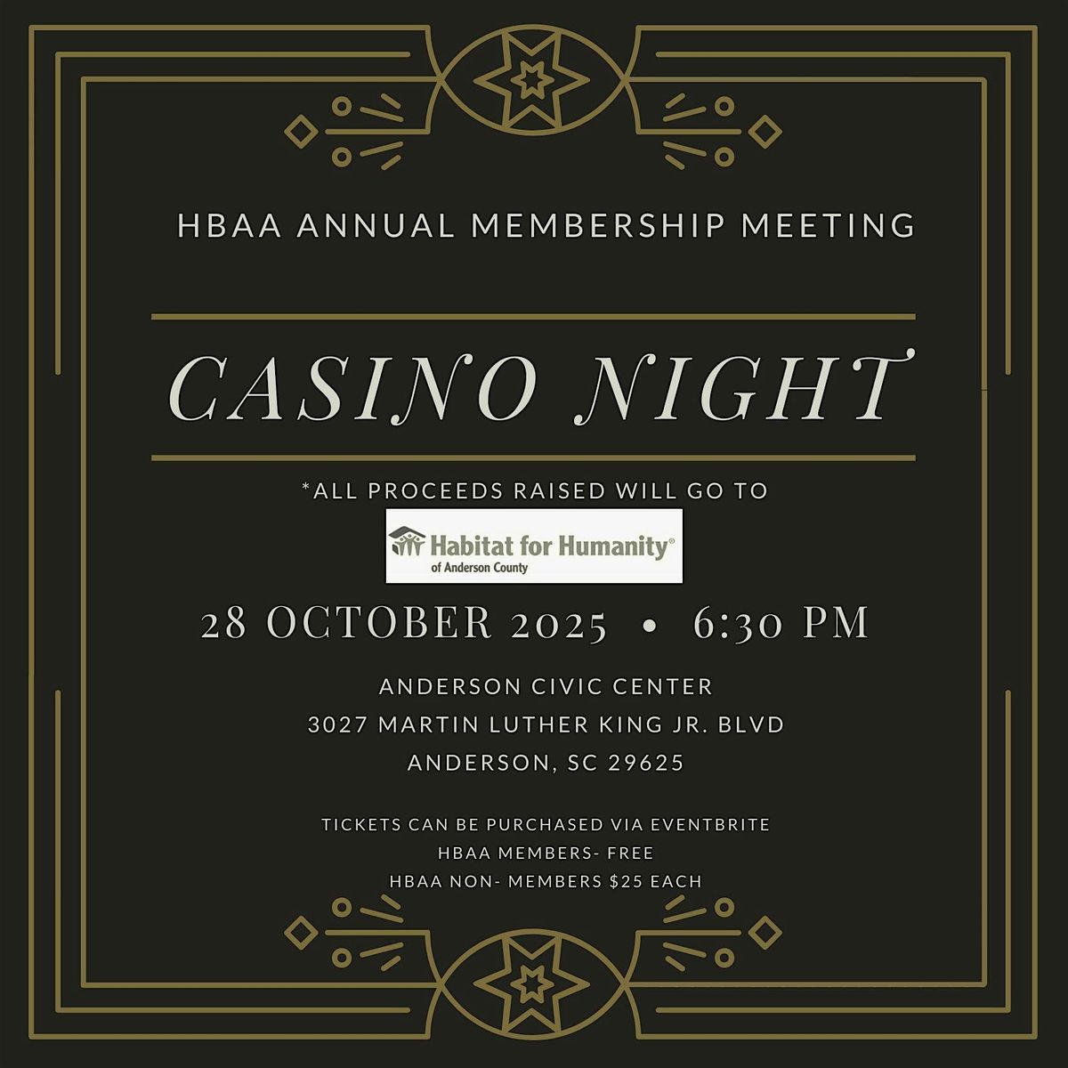 HBAA Annual Membership Meeting- Casino Night