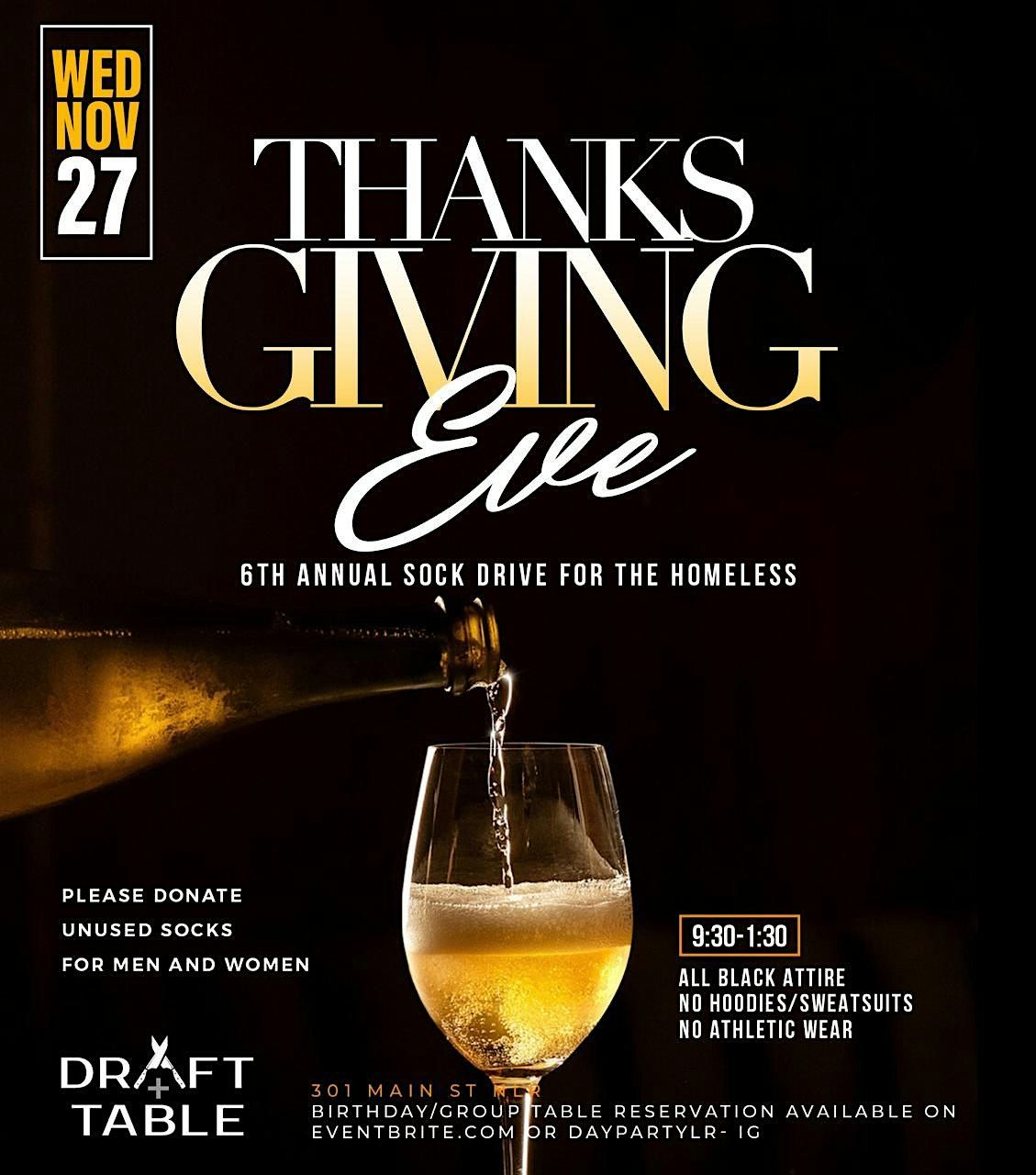 All Black Thanksgiving  Eve-6th Annual Sock Drive