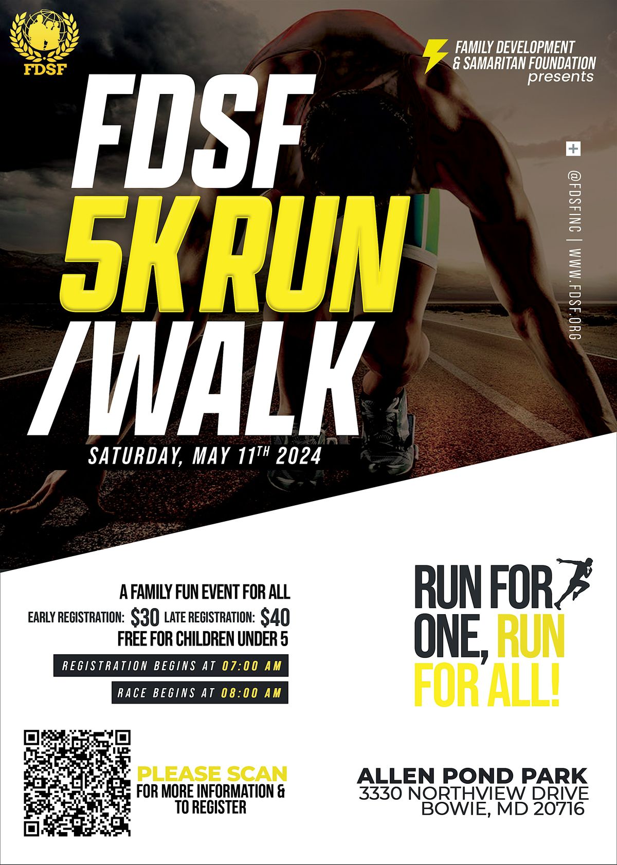 2025 5K Run\/Walk: Run for One, Run for All: Sponsored by FDSF