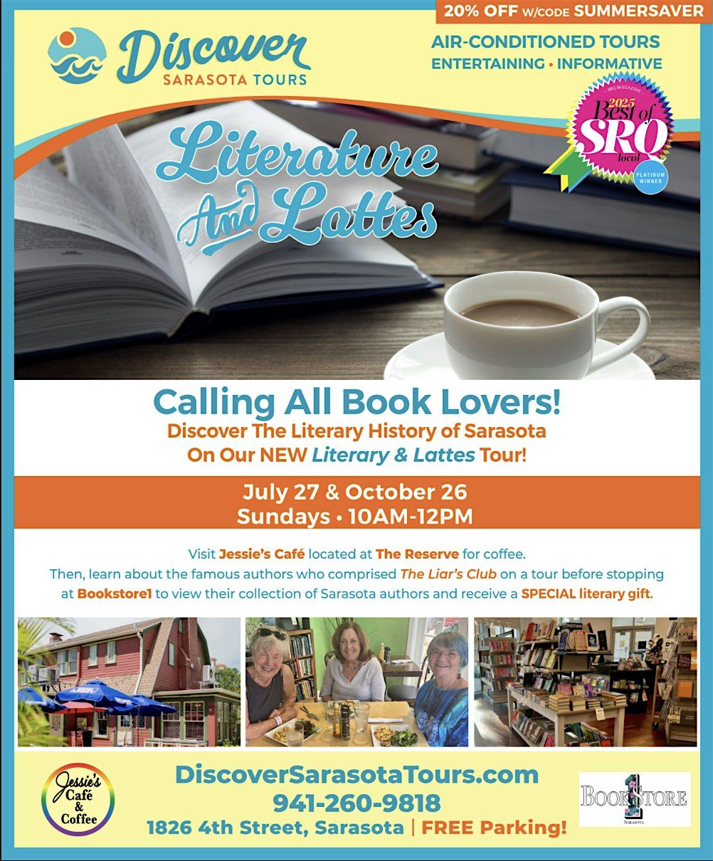 Literature & Lattes Tour w\/ Discover Sarasota: Bookstore1 & Jessie's Caf\u00e9