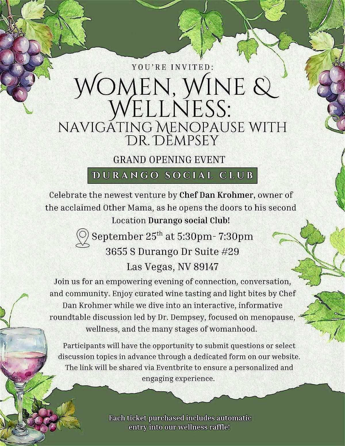 Women, Wine & Wellness: Navigating Menopause with Dr. Dempsey