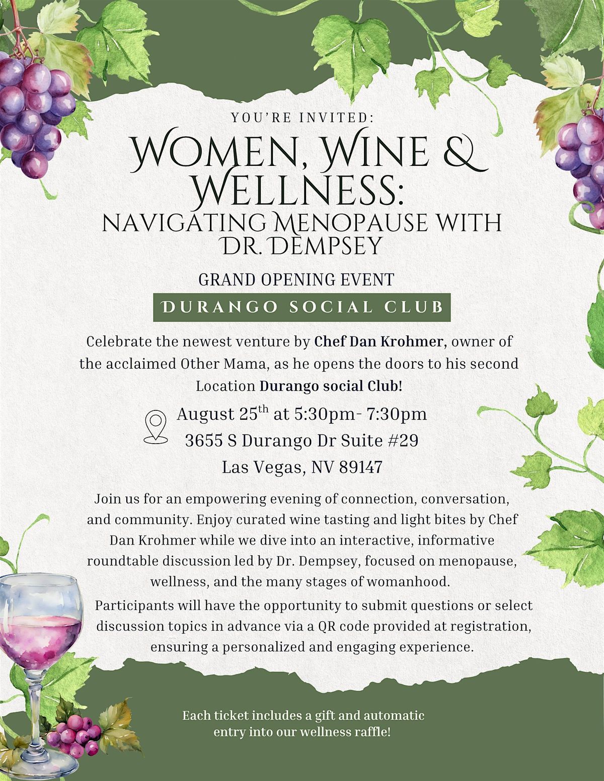 Women, Wine & Wellness: Navigating Menopause with Dr. Dempsey