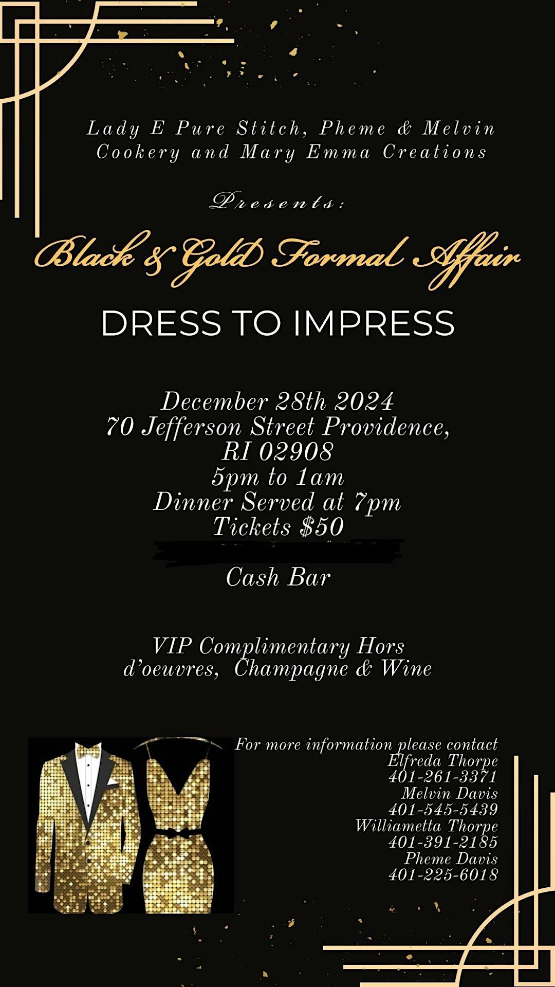 Pre new years black and Gold affairs