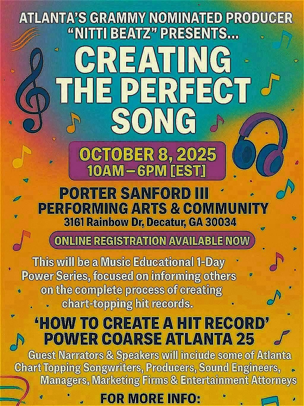 NITTI BEATZ Presents: How To Create A Hit Record Power Coarse Atlanta 25\u2019