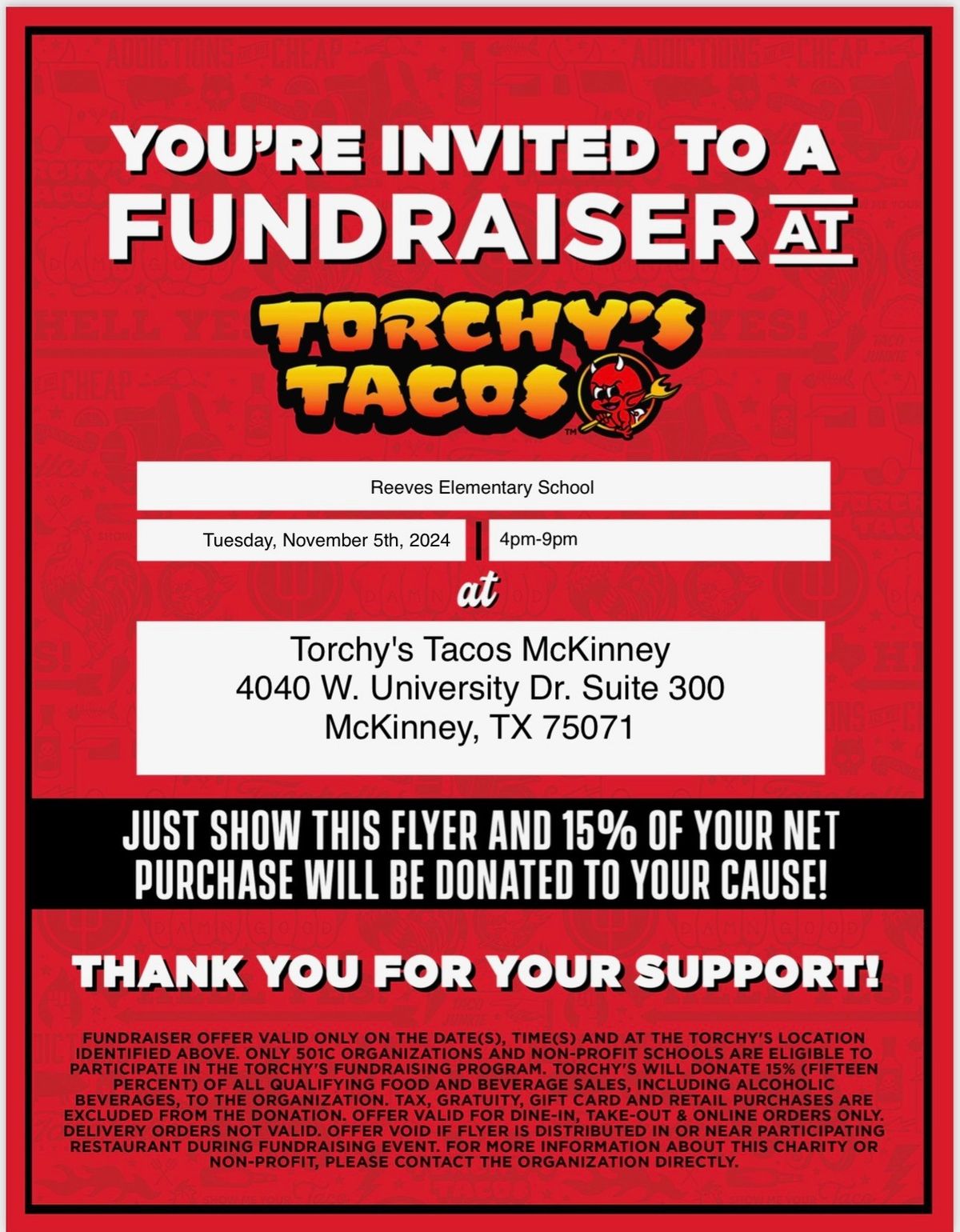 Spirit Night at Torchy\u2019s Tacos