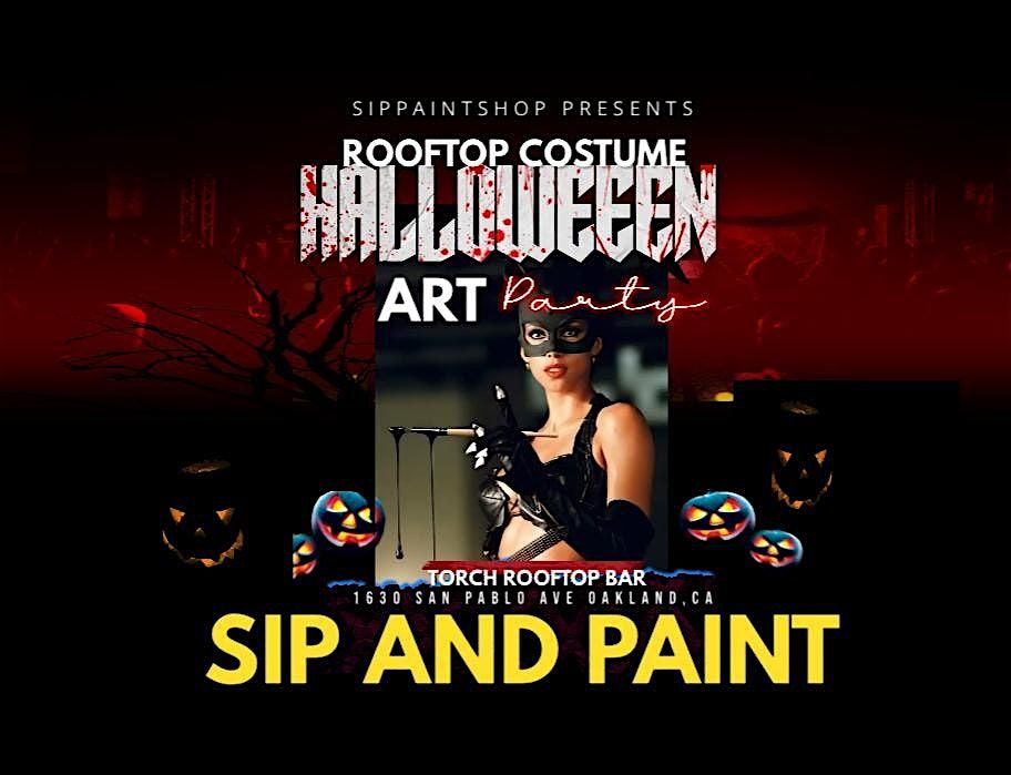 Rooftop Halloween Sip and Paint costume party