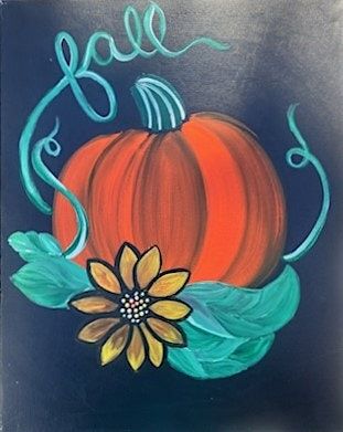 Debut class at our New Venue! "Fall Pumpkin with Sunflower" painting.