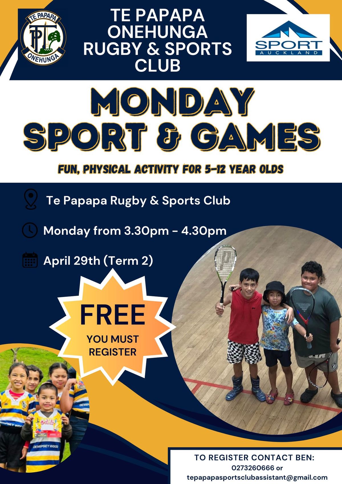 FREE Monday Sport & Games at Fergusson Domain 