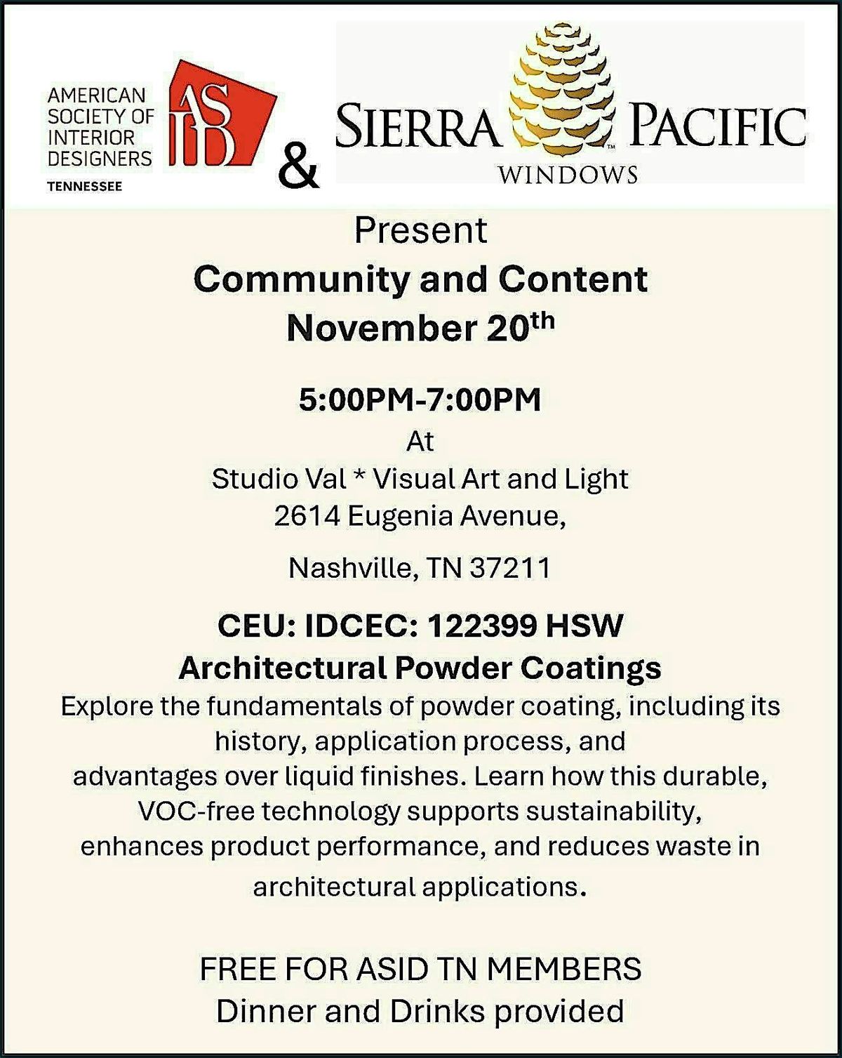 ASID TN & Sierra Pacific Windows Present - Community and Content