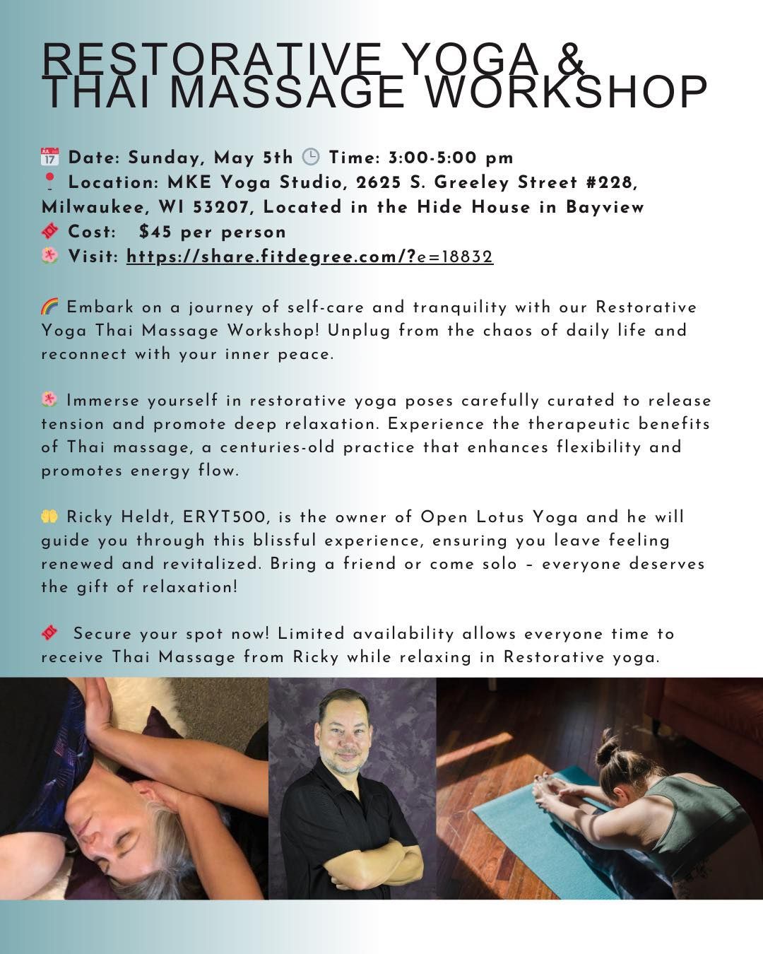 Restorative Yoga & Thai Massage Workshop