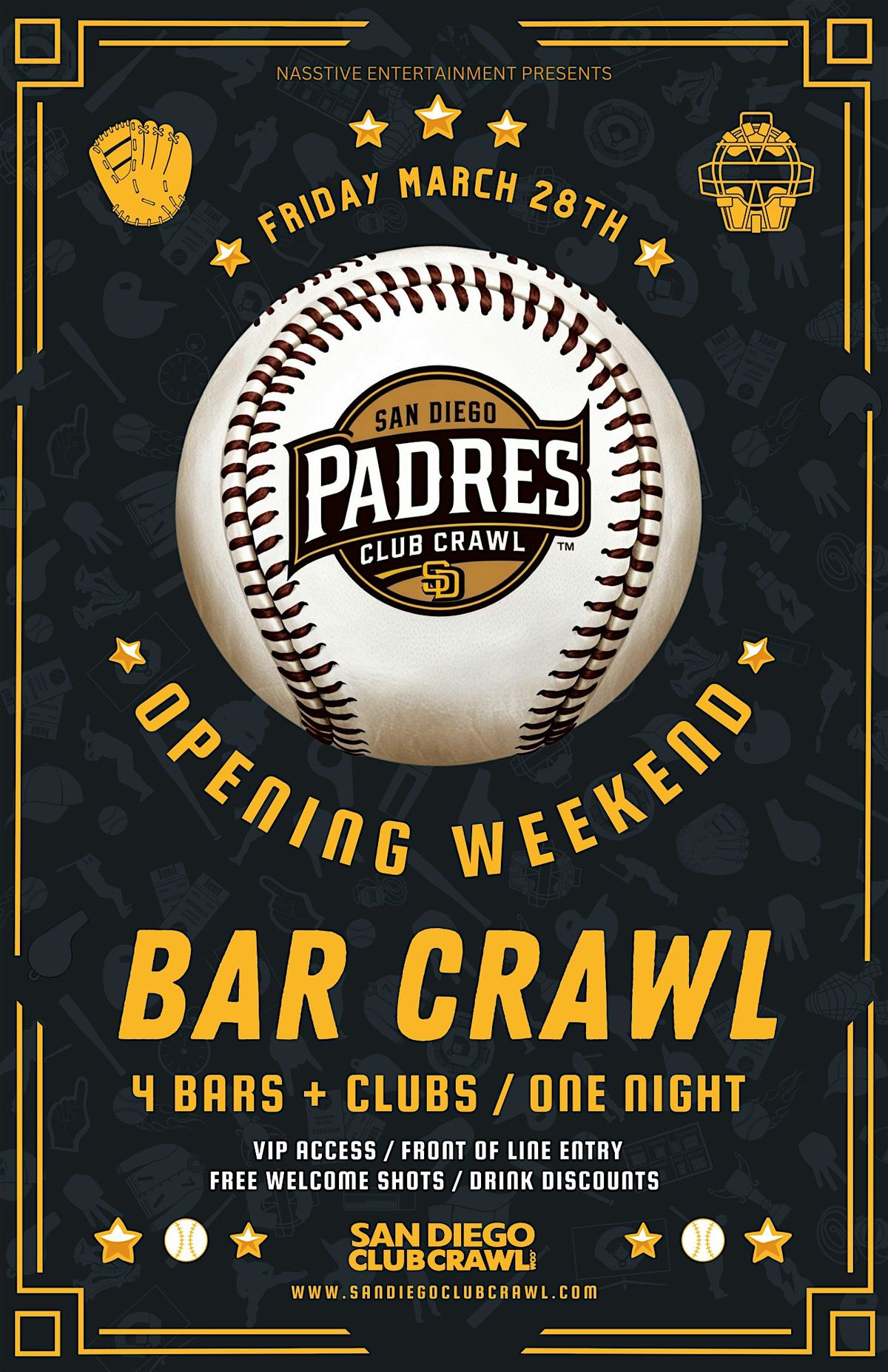 Padres Opening Weekend San Diego Club Crawl - Friday, March 28th!