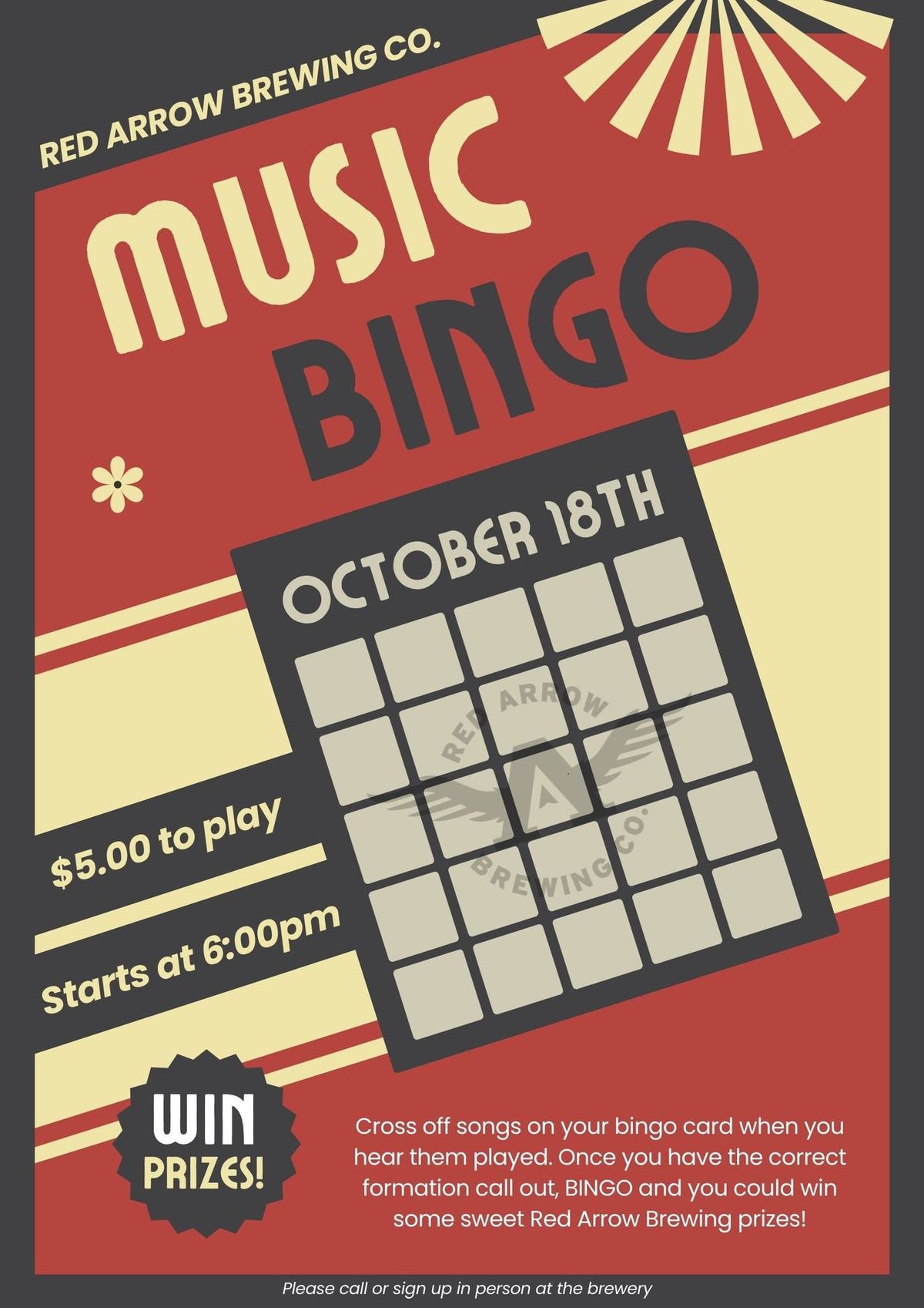 Music Bingo at Red Arrow Brewing