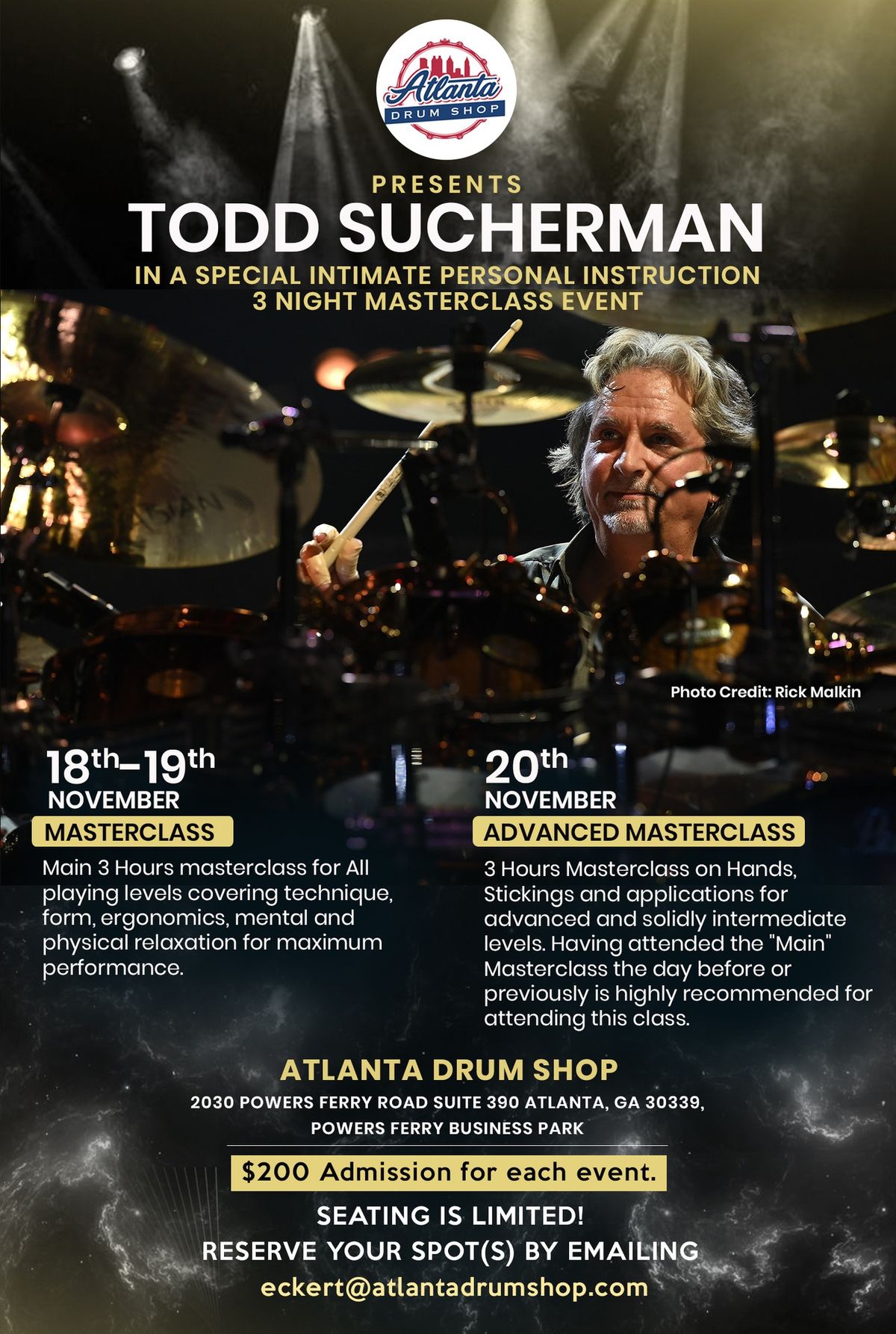 Todd Sucherman Drumming Masterclasses Nov  19 and 20th