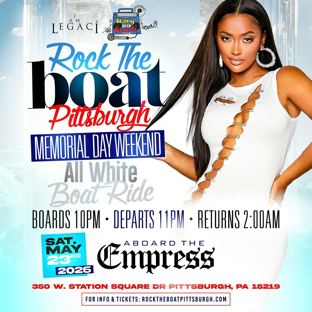 ROCK THE BOAT Pittsburgh All-White Memorial Day Weekend  2026 Party Cruise!