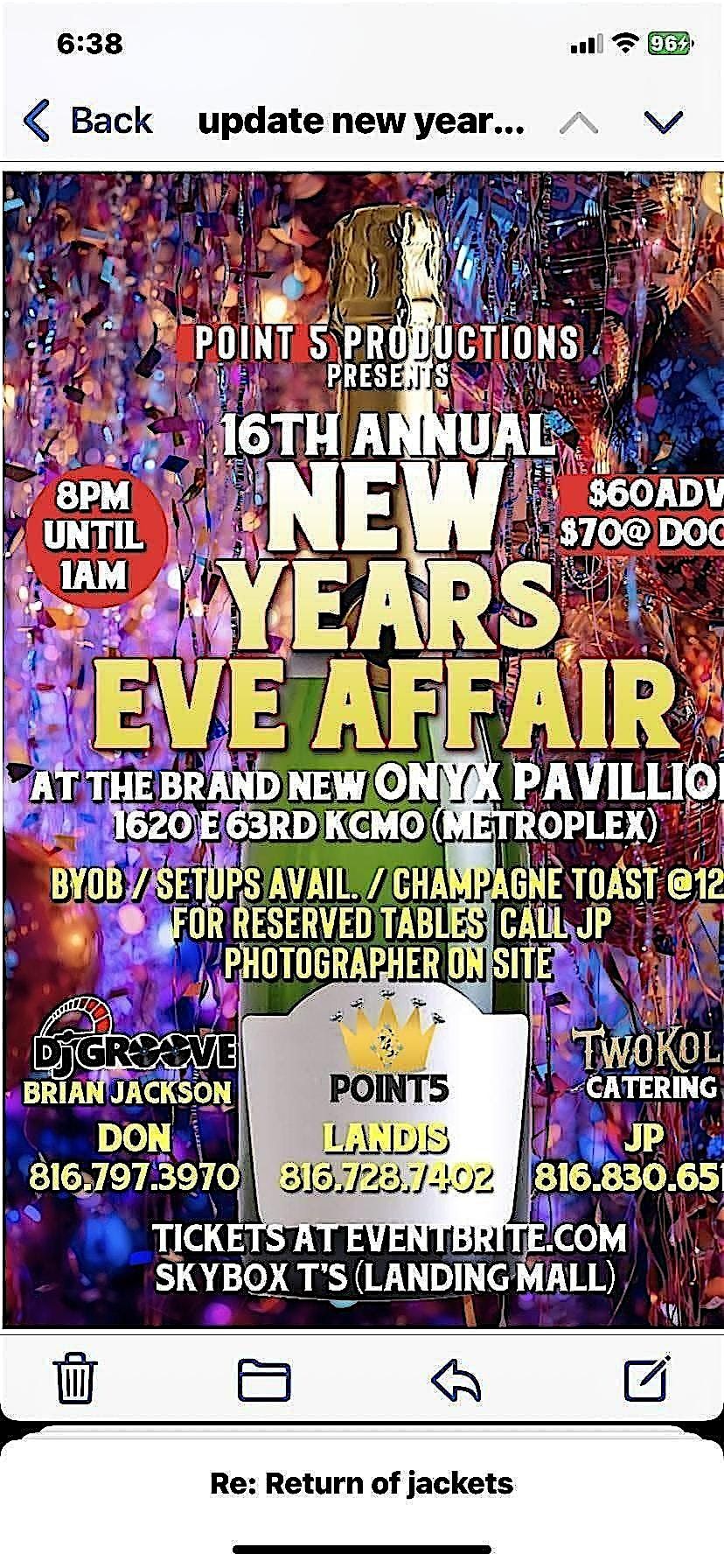 Point 5 Productions New Years Eve Affair @ The Brand New ONYX  PAVILLION!!