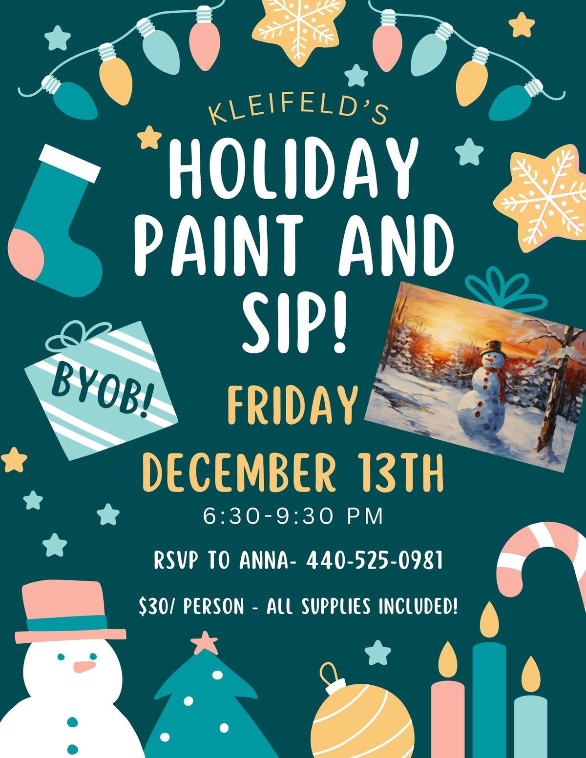 Kleifeld\u2019s Holiday Paint and Sip Party! 