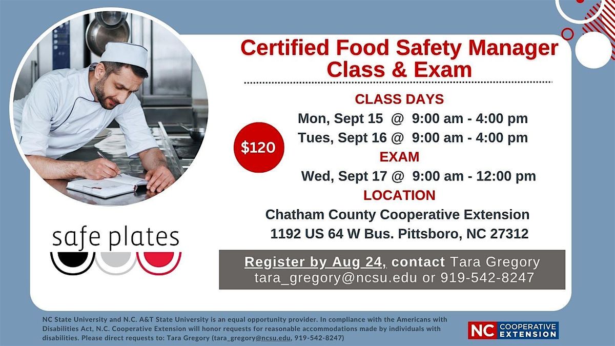 Safe Plates for Food Managers Certification Class & Exam