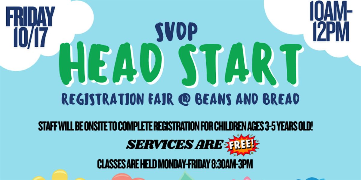 SVDP Head Start Registration Fair @ Beans and Bread