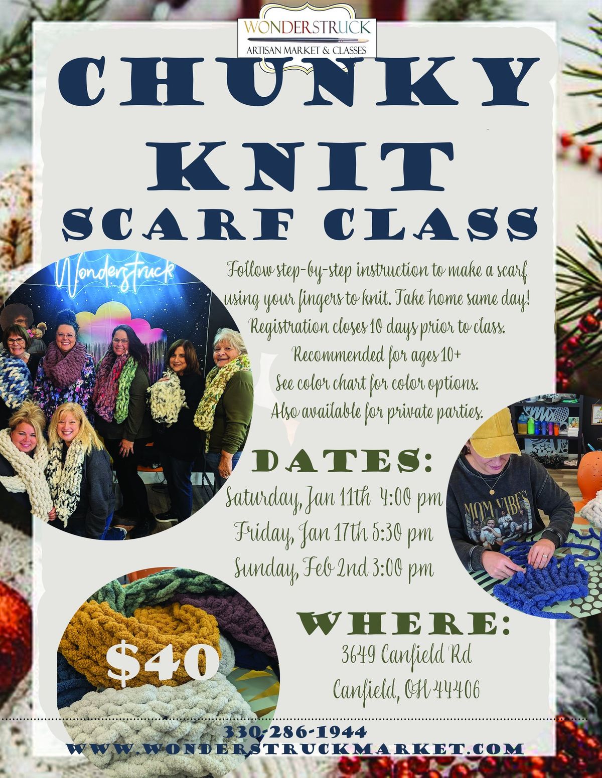 Chunky Knit Scarf Class Jan 17th SOLD OUT