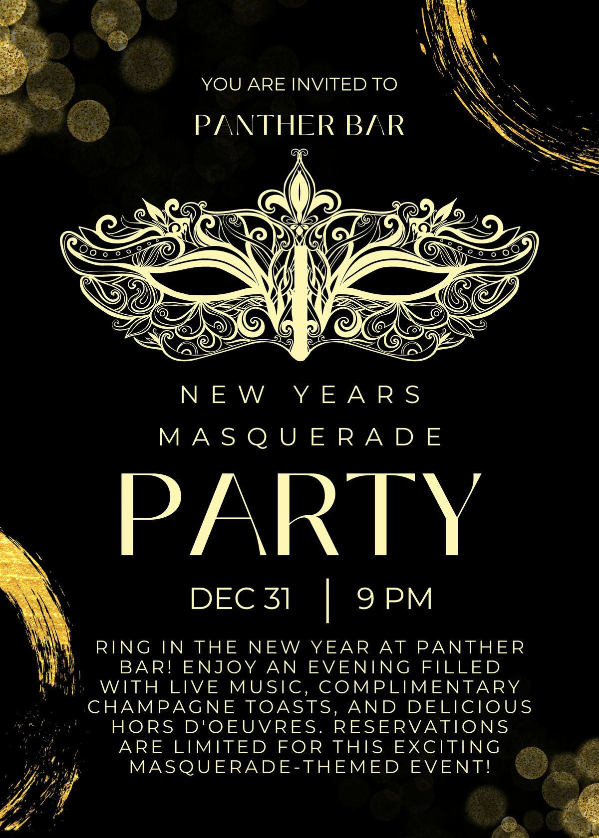 Panther Bar New Years Masquerade Party