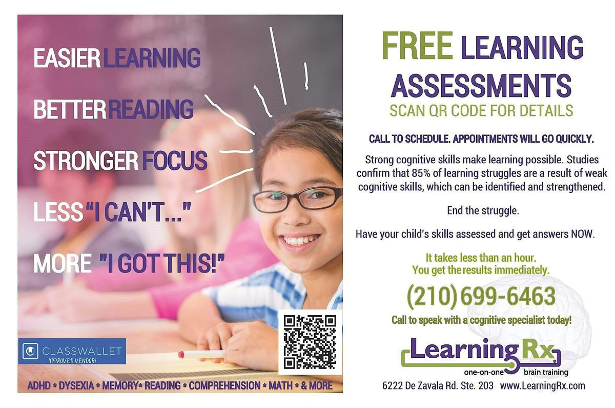 FREE LEARNING SCREENINGS FEBRUARY 17TH at LearningRx San Antonio Northwest