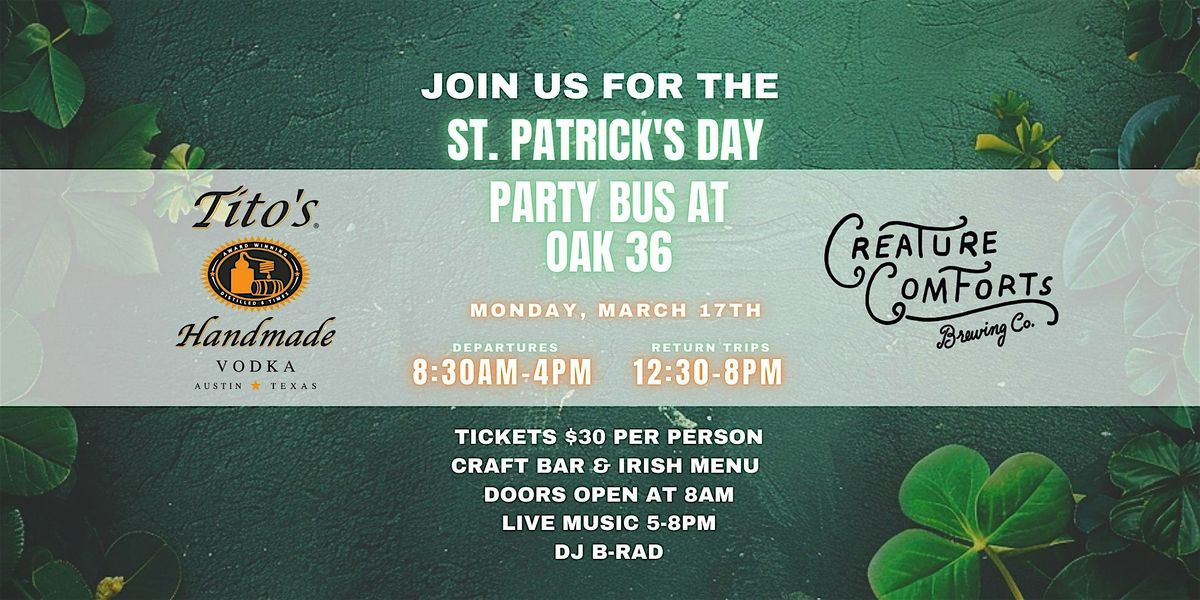 Celebrate St. Patrick\u2019s Day in style with OAK 36\u2019s limo bus shuttle!