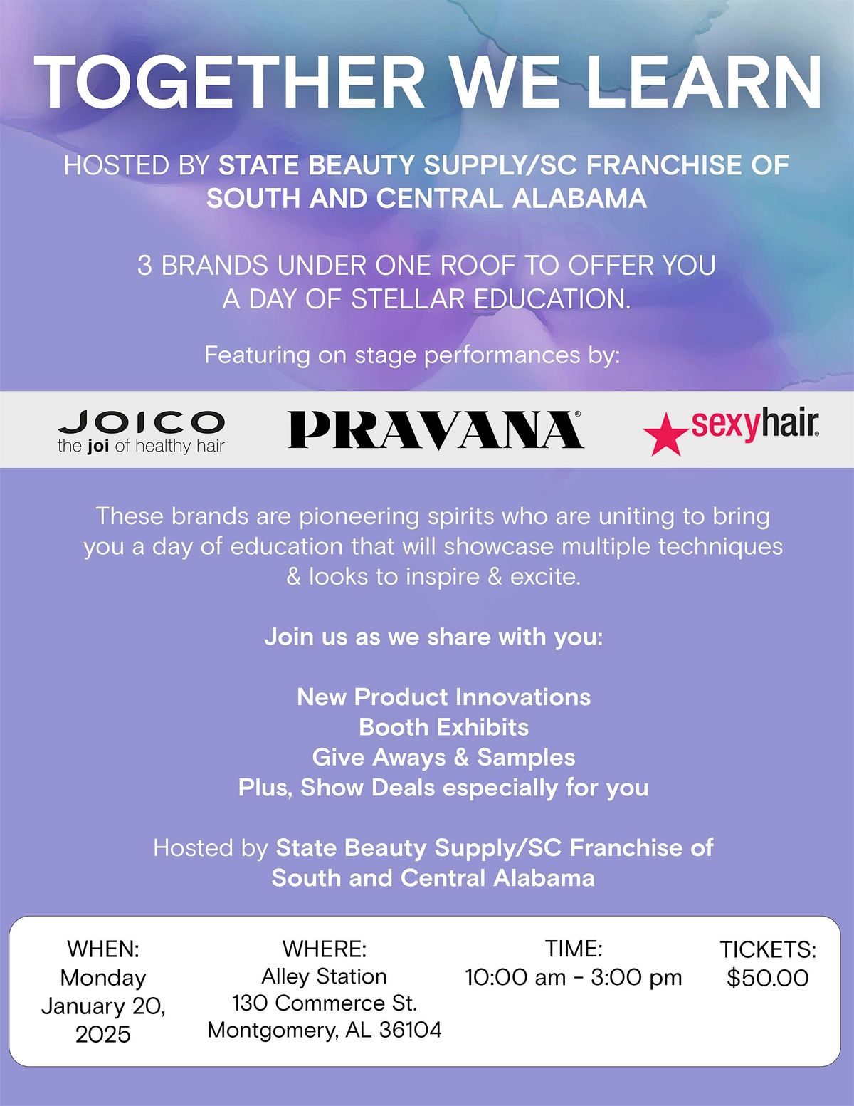 TOGETHER WE LEARN with JOICO, PRAVANA & SEXYHAIR (Montgomery, AL)