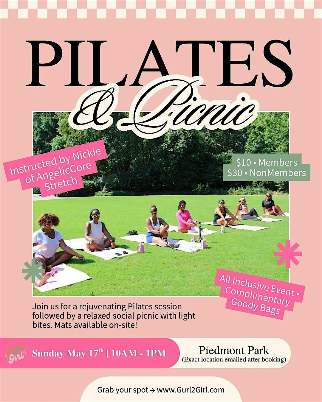 Pilates & Picnic | Atlanta Women\u2019s Social Event by Gurl 2 Girl