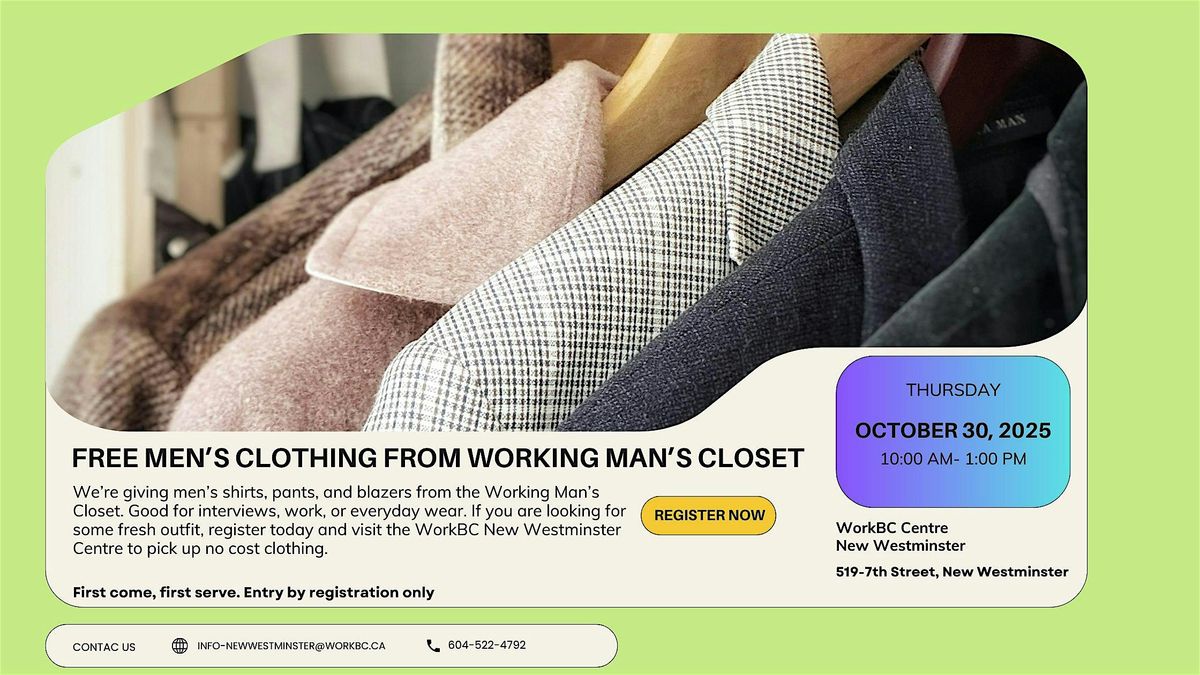 Free Men's Clothing at WorkBC New Westminster