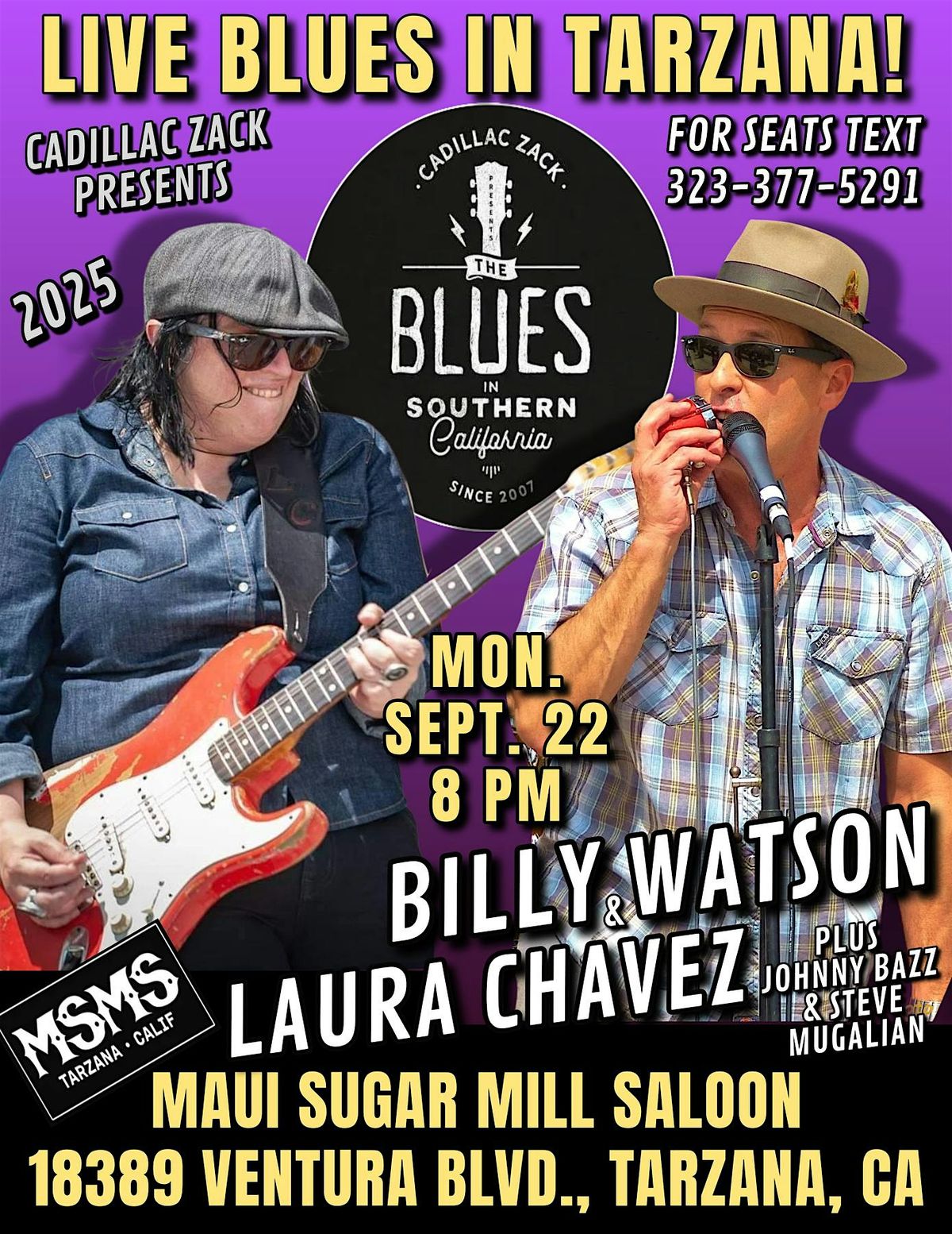 BILLY WATSON & LAURA CHAVEZ - Blues Harmonica & Guitar Greats - in Tarzana!